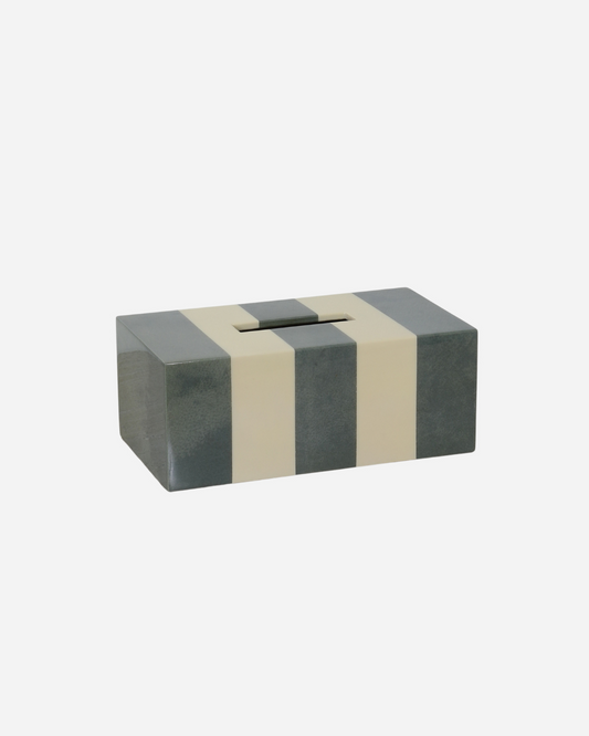 Parchment Tissue Box — Pewter & Ivory