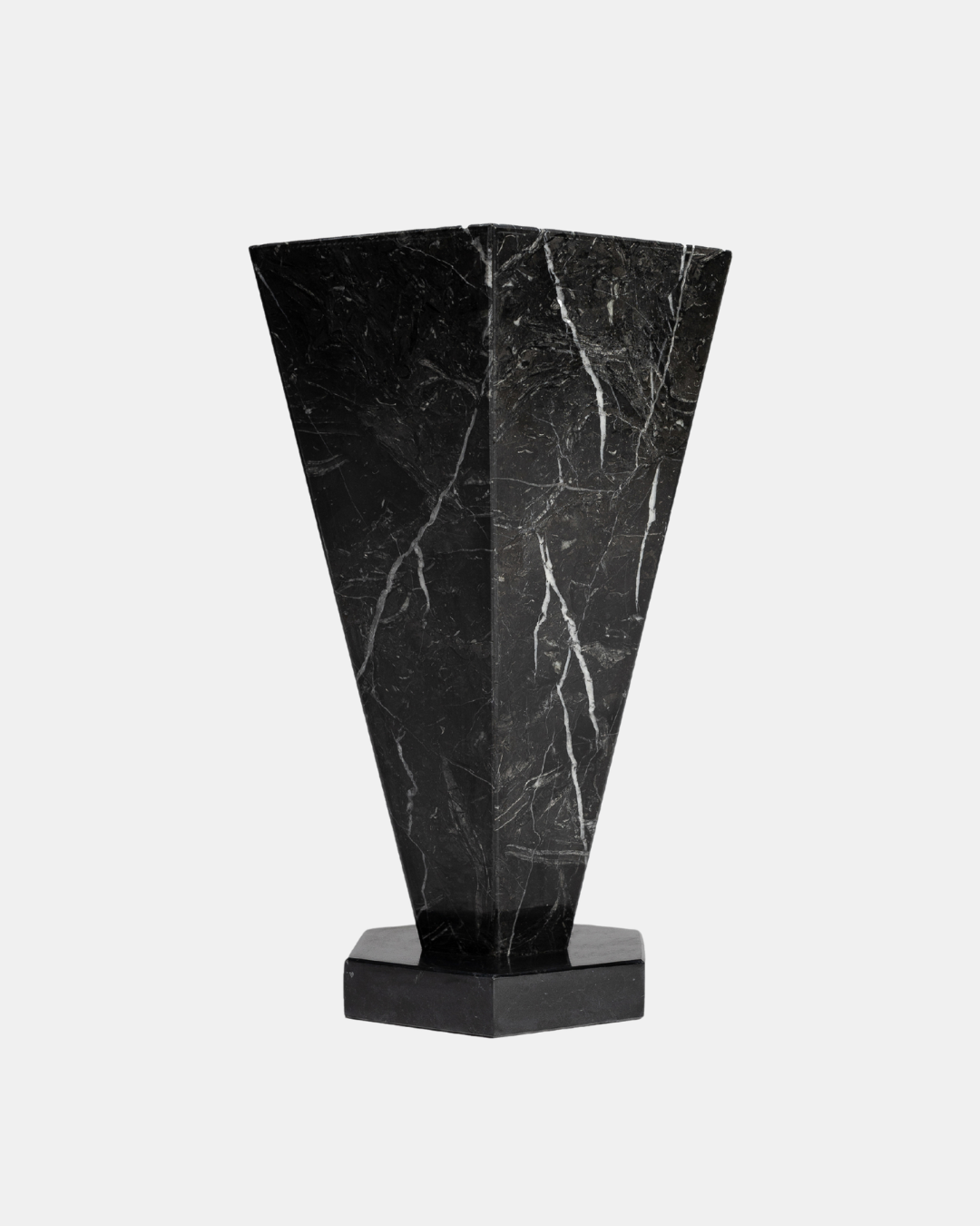 Studio Vraco Marble Vase XL in Black Marquina, product shot on white background